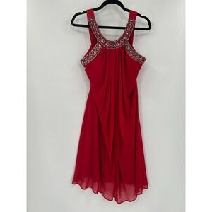 Scarlett Nite Red Beaded‎ Chiffon Dress Size 12 Coctail HOCO